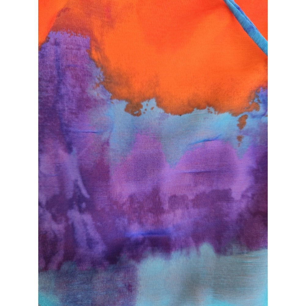 Worthington Women's L Orange Blue Purple Tie Dye Layered Chiffon Cross Tie‎ Tank - Picture 14 of 16